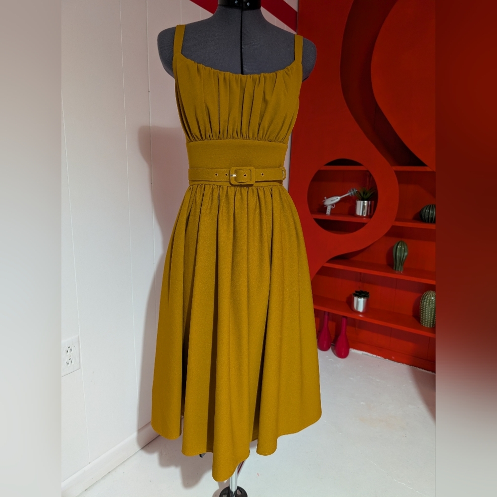 Elegant Mustard Yellow Dress By Vixen By Micheline Pitt